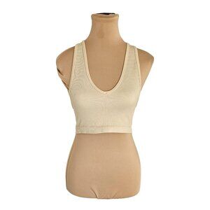 TNA Aritzia Cream Ribbed Butter Cross Back Tank Top Sz M